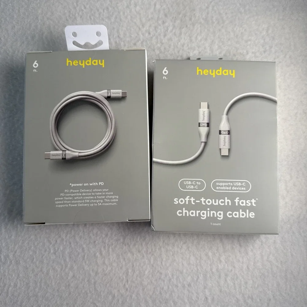 2pk 6' USB-C to USB-C Fast Charging Silicone Cable - heyday White‎ Clay